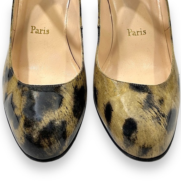 Christian Louboutin Leopard Print Glossy Patent Leather Ankle Strap Pumps - Picture 5 of 9